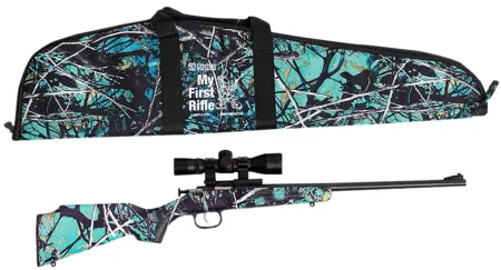 Crickett KSA2172BSC My First Rifle Package 22 S/L/LR Single Shot 16.10" Blued Steel Barrel & Receiver, Muddy Girl Serenity Synthetic Fixed Stock, 4x32 Scope