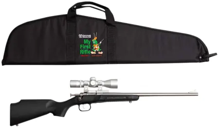 Crickett KSA2245BSC My First Rifle Package 22 S/L/LR Single Shot 16.10" Stainless Steel Barrel & Receiver, Black Synthetic Fixed Stock, 4x32 Scope