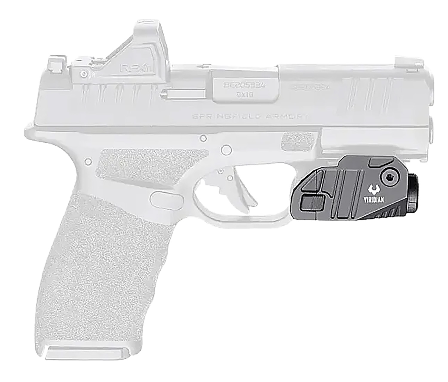 Viridian 9300048 CTL Custom for Springfield Hellcat Pro  Black Anodized 525 Lumens White LED