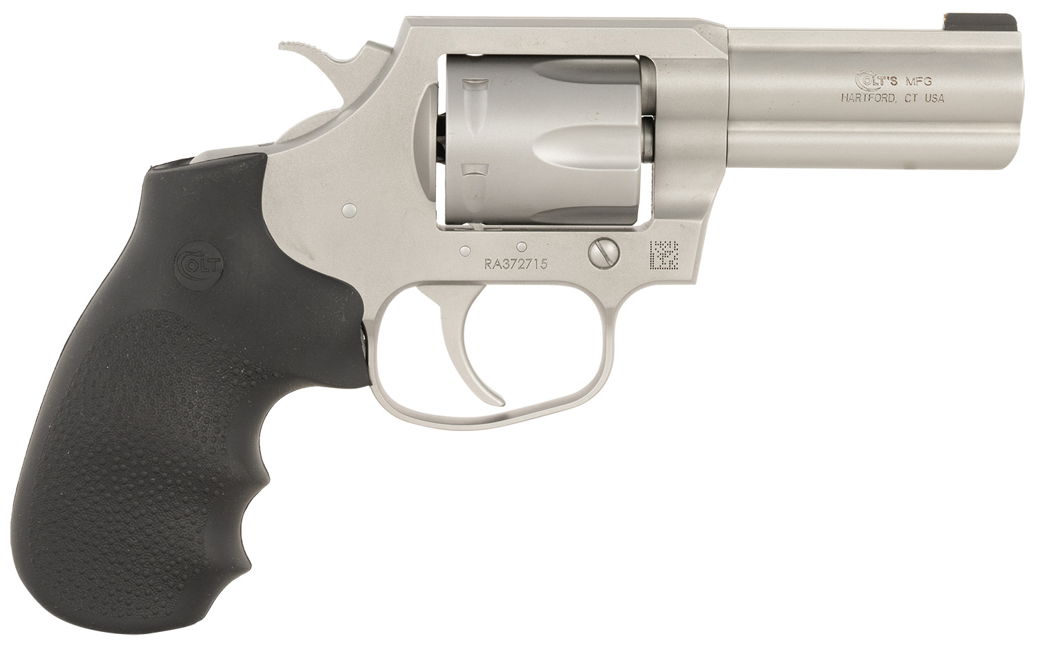 Colt Mfg KCOBRASM3BB King Cobra  Small 357 Mag 6 Shot 3" Matte Stainless Steel Barrel, Cylinder Frame, Black Hogue Overmolded Grips, Exposed Hammer