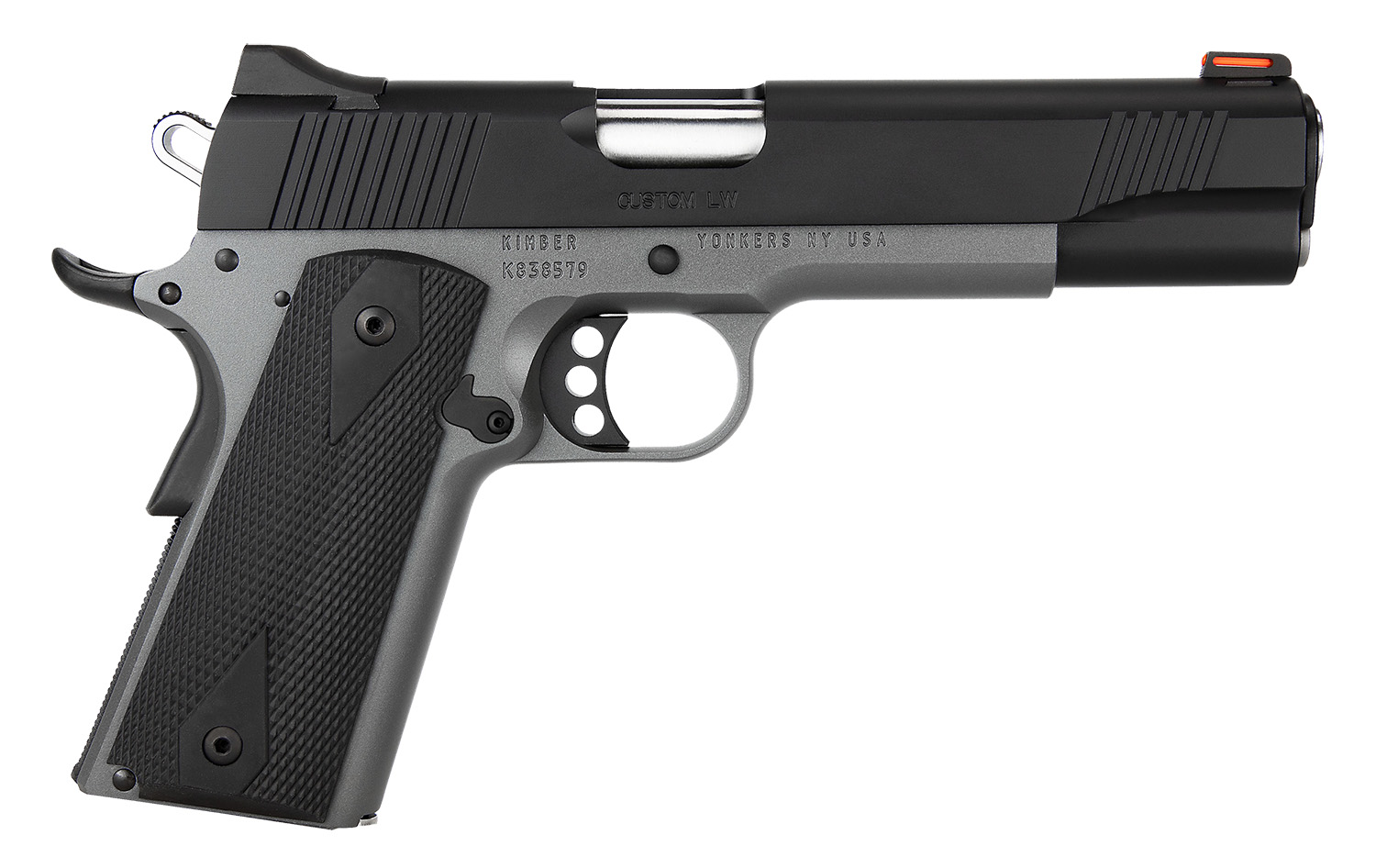 Kimber Mfg.,inc 3700693CA Custom LW Shadow Ghost (MA) 45 ACP 8+1 5" KimPro Black Stainless Steel Slide Double-Diamond Checkered Rubber Grip