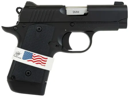 Kimber Mfg, Inc 3300244 Micro 9 Liberty Micro Frame 9mm Luger 7+1 3.15" Stainless Ramped Barrel, KimPro II Black Serrated Stainless Steel Slide, Kimpro II Black Aluminum Frame w/Beavertail