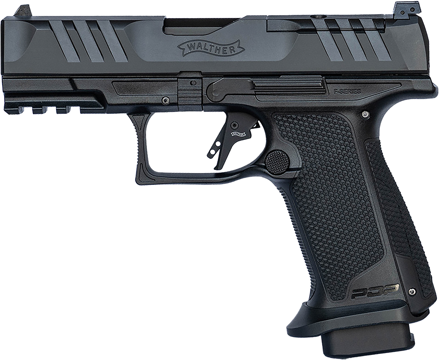 Walther Arms 4796065 PDP F-Series Pro 9mm Luger 10+1 4" Black Steel Barrel, Black Serrated/Optic Ready Steel Slide, Black Polymer Frame w/Picatinny Rail, Medium Backstrap Grip