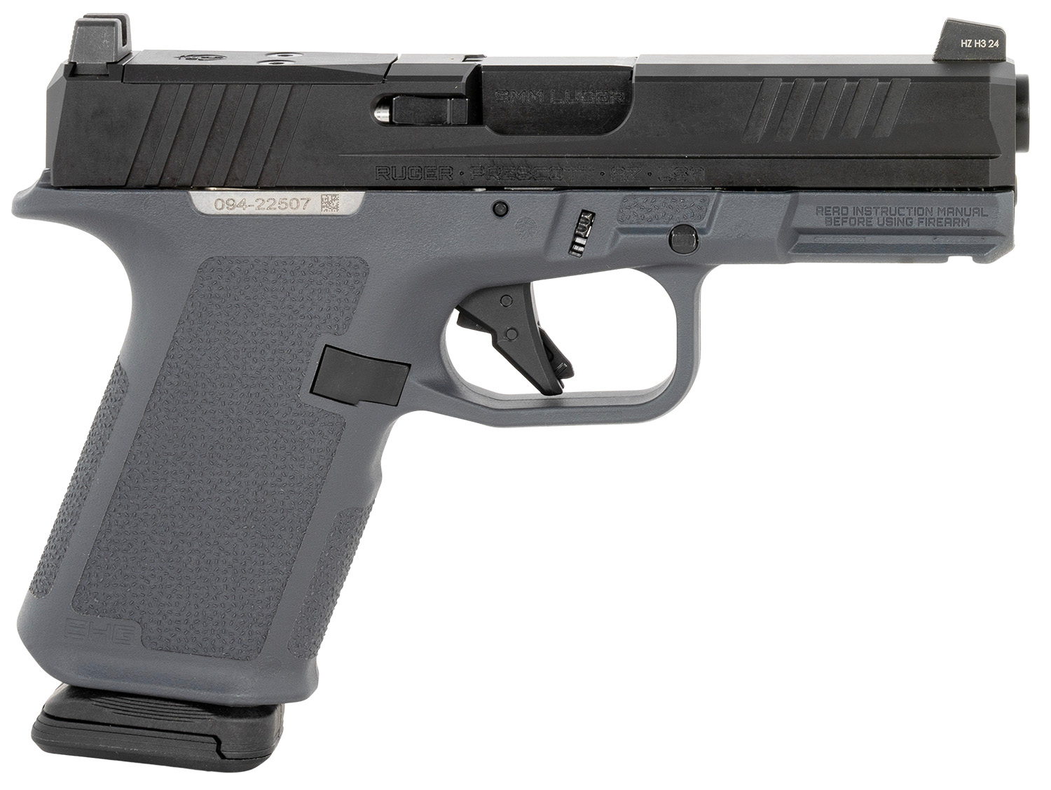 Ruger 19400 RXM  9mm 15+1 4" Black FNC Nitride Steel Barrel, Black FNC Nitride Optic Ready/Serrated Alloy Steel Slide, Stealth Gray Polymer Frame w/Accessory Rail, Stealth Gray Magpul Enhanced Grip