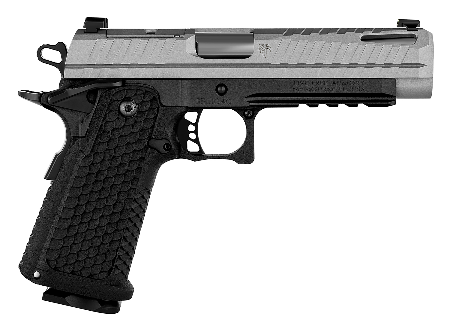 Live Free Armory LFAPF812076 Apollo 11  9mm 17+1 4.15" 416 Stainless Steel Slide Elite Gray Cerakote Black Polymer Grip