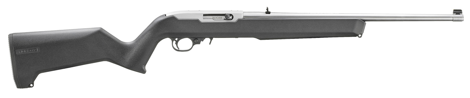 Ruger 31224 10/22  Carbine 22 LR 10+1 18.50" Clear Satin Stainless Steel Barrel, Drilled & Tapped Stainless Steel Receiver, Black Textured Magpul MOE X-22 w/M-LOK Synthetic Stock
