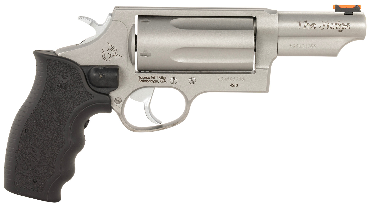 Taurus 2-441039MAGVL Judge w/Laser Compact 45 Colt (Long Colt)/410 Bore 3" Chamber 5rd 3" Stainless Steel Barrel, Cylinder & Frame, Viridian Laser, Transfer Bar Safety