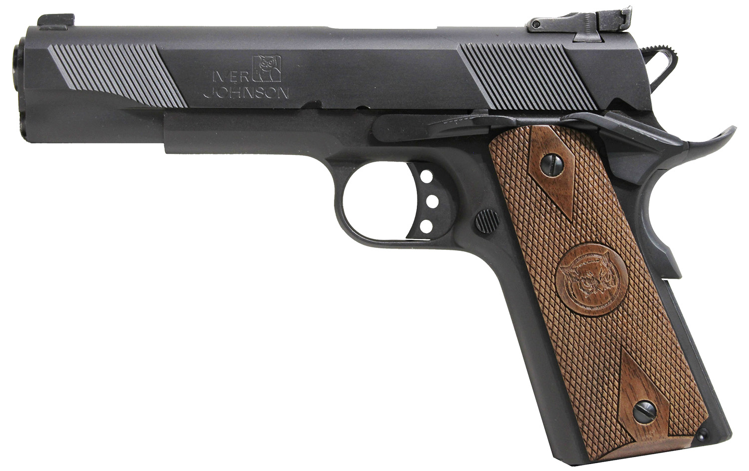 Iver Johnson Arms EAGLE9 Eagle  9mm Luger 9+1 5" Black Steel Barrel, Matte Blued Serrated Steel Slide & Frame w/Beavertail, Dymondwood Walnut Grip