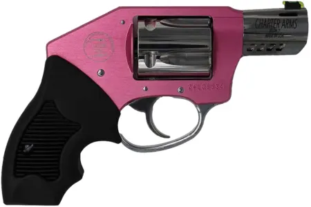 Charter Arms 53812 Off Duty Coyote 380 ACP 5rd 2" Stainless Ported Barrel, High Polished Cylinder, Pink Aluminum Frame, Black Finger Grooved Rubber Grip, Concealed Hammer