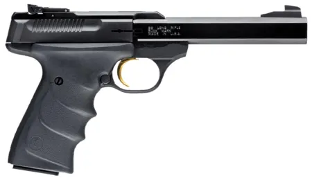 Browning 051407490 Buck Mark Standard *CA Compliant 22 LR 10+1 5.50" Slab Side Barrel, Matte Black Serrated Steel Slide & Aluminum Frame, Black Overmolded Grips