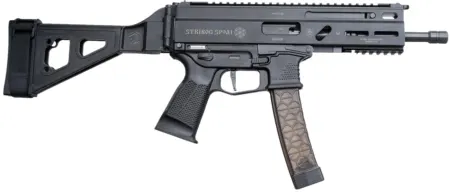Grand Power 850003223056 SP9A1 Stribog 9mm Luger 30+1 8" Black Threaded Barrel M-LOK Handguard Black Aluminum Picatinny Rail Receiver SB Tactical Brace, Black Polymer Grip, Thread Protector