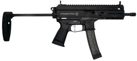 Grand Power 850003223131 SP9A1 Stribog 9mm Luger 30+1 8" Black Threaded Barrel, M-LOK Handguard, Black Aluminum Picatinny Rail Receiver, Black PDW Tailhook Brace, Black Polymer Grip, Thread Protector