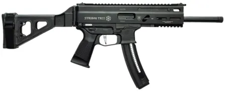 Grand Power 197892004817 TR22 Stribog 22 LR 25+1 8" Black Threaded Barrel, Black Picatinny Rail Receiver, Black Aluminum Frame w/Lower Picatinny Rail, SB Tactical Brace, Black Polymer Grips