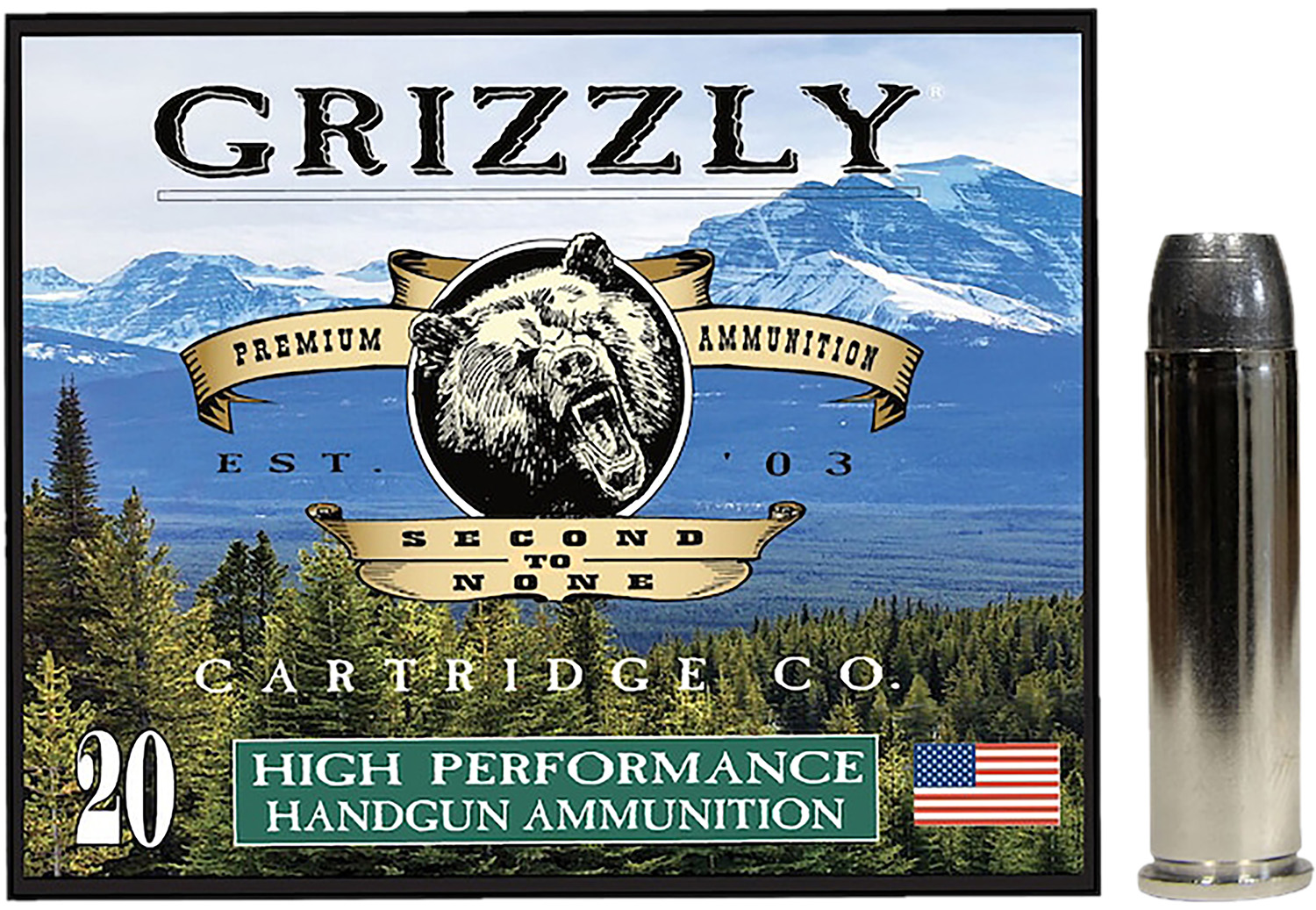 Grizzly Ammo GC357M12   357Mag 180gr Wide Flat Nose Gas Check 20 Per Box/10 Case