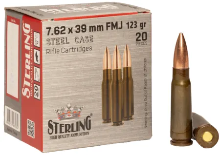 Sterling 8698779967284   7.62x39mm 123gr Full Metal Jacket 20 Per Box/50 Case