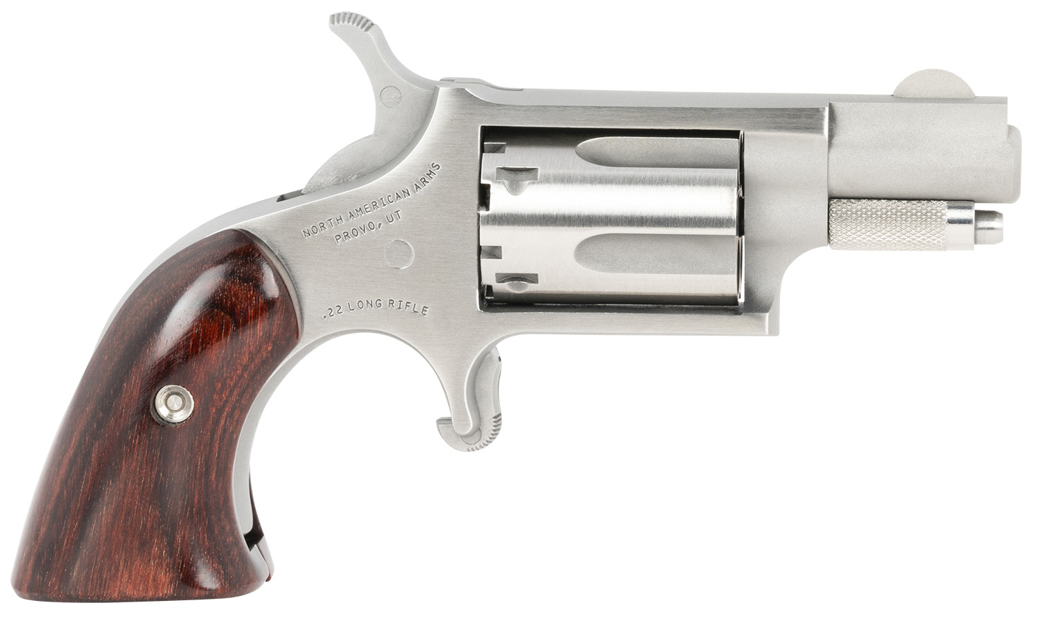 North American Arms 22LRGBG Mini-Revolver 22 LR 5 rd 1.13" Barrel, Stainless Steel Barrel/Cylinder/Frame, Exclusive Wood Boot Grip