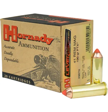 Hornady 9078 LEVERevolution  41RemMag 190gr Hornady Flex Tip eXpanding 20 Per Box/10 Case