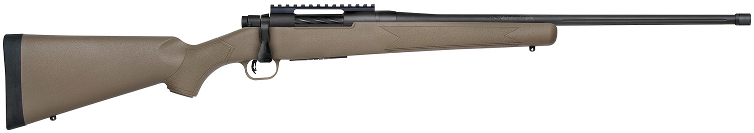 Mossberg 27873 Patriot Predator 243 Win Caliber with 5+1 Capacity, 22" Threaded/Fluted Barrel, Matte Blued Metal Finish & Flat Dark Earth Synthetic Stock Right Hand (Full Size)