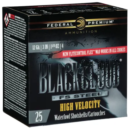 Federal PWBXH1434 Black Cloud FS High Velocity 12Gauge 3" 1 1/8oz 4Shot 25 Per Box/10 Case