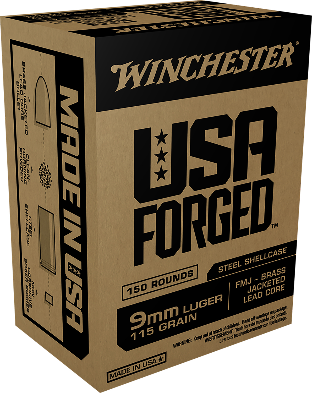 Winchester Ammo WIN9S USA Forged 9mmLuger 115gr Full Metal Jacket 150 Per Box/5 Case