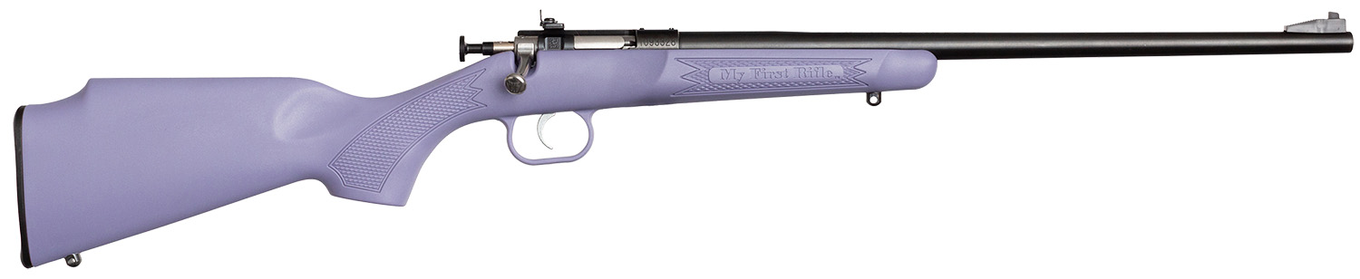 Crickett KSA2306 Youth  22 LR 1rd 16.12" Blued Barrel & Receiver, Fixed Front/Adjustable Rear Peep Sights, Purple Synthetic Stock w/11.5" LOP, Rebounding Firing Pin Safety