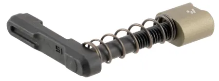 Strike Industries ARSMCFDE Magazine Catch  made of Black Steel with Flat Dark Earth 6061-T6 Aluminum Release Button for AR-Platform