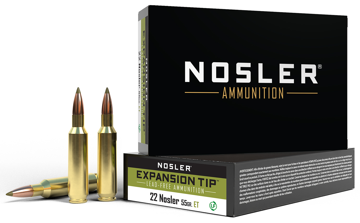Nosler 40140 E-Tip Lead Free 22Nosler 55gr E Tip Lead Free 20 Per Box/10 Case