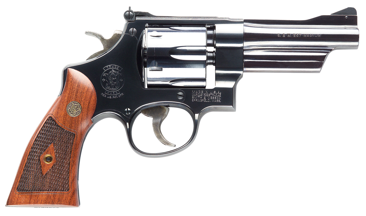 Smith & Wesson 150339 Model 27 Classic 357 Mag Or 38 S&W Spl +P Blued Carbon Steel 4" Barrel, 6rd  Cylinder & N-Frame, Checkered Square Butt Walnut Grip
