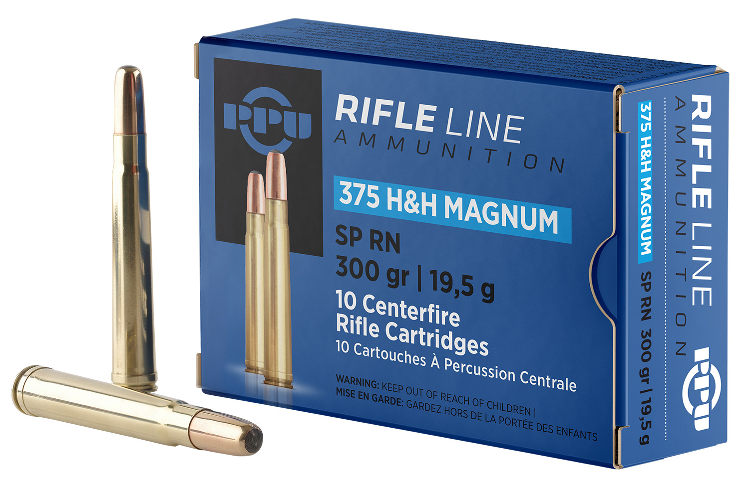 PPU PP375S Standard Rifle  375H&HMag 300gr Soft Point Round Nose 10 Per Box/20 Case
