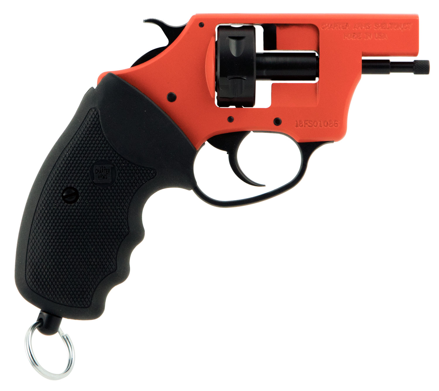 Charter Arms 82290 Pro 22  22 Blank, 6rd Orange Cerakote Frame, Black Rubber Grips