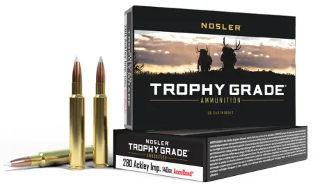Nosler 60043 Trophy Grade  280Ackley Improved 140gr Nosler AccuBond 20 Per Box/10 Case