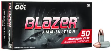 CCI 3509 Blazer Handgun 9mmLuger 115gr Full Metal Jacket 50 Per Box/20 Case