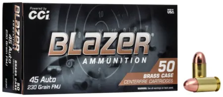 CCI 5230 Blazer Brass Handgun 45ACP 230gr Full Metal Jacket 50 Per Box/20 Case