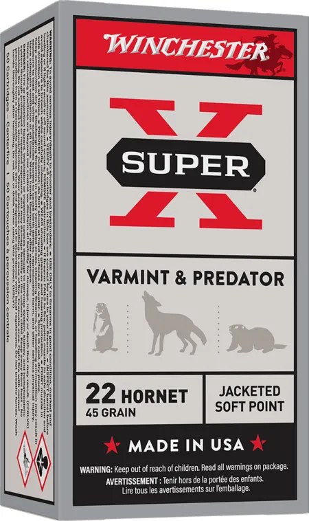 Winchester Ammo X22H1 Super X  22Hornet 45gr Jacketed Soft Point 50 Per Box/10 Case