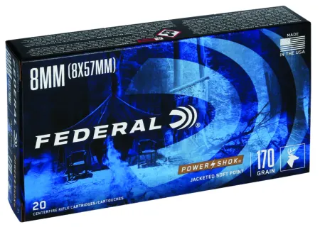 Federal 8A Power-Shok  8mmMauser 170gr Jacketed Soft Point 20 Per Box/10 Case