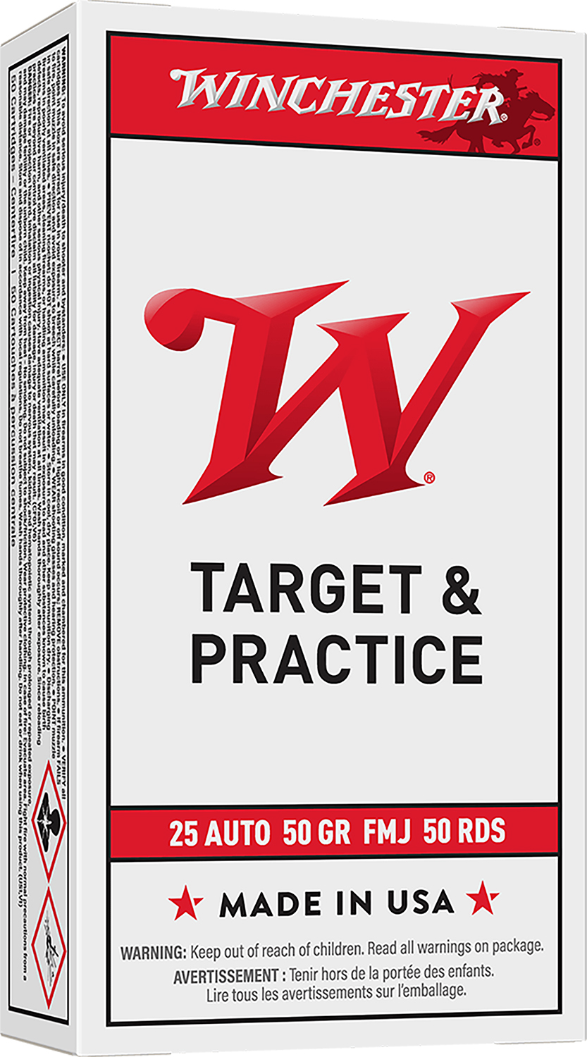 Winchester Ammo Q4203 USA  25ACP 50gr Full Metal Jacket 50 Per Box/10 Case