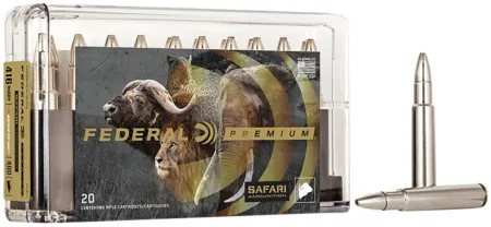 Federal P416T1 Premium Safari Cape-Shok 416Rigby 400gr Trophy Bonded Bear Claw 20 Per Box/10 Case