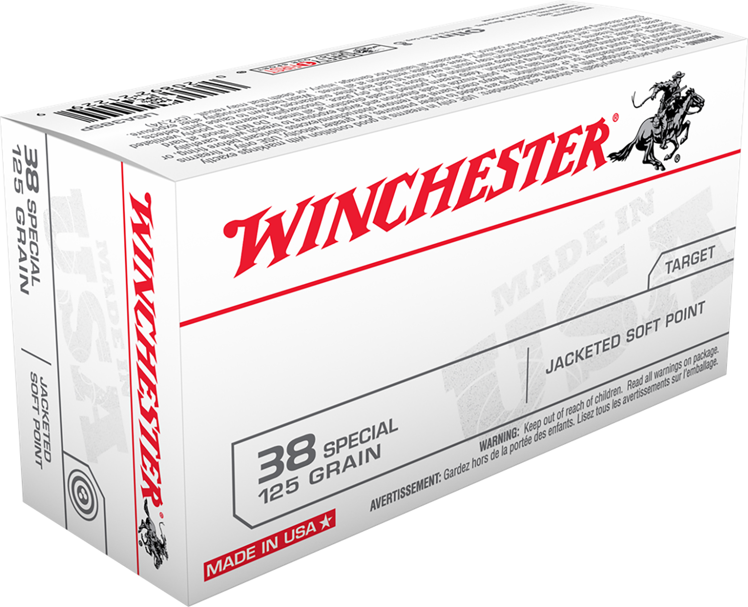 Winchester Ammo USA38SP USA  38Special 125gr Jacketed Soft Point 50 Per Box/10 Case