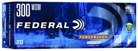 Federal 300WSMC Power-Shok  300WSM 180gr Jacketed Soft Point 20 Per Box/10 Case