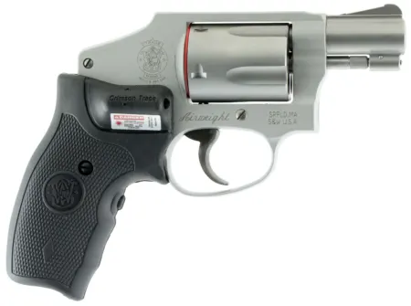 Smith & Wesson 150972 Model 642 w/Laser *CA Compliant J-Frame 38 Special +P 5 Shot 1.88" Stainless Steel Barrel, Stainless Cylinder, Stainless Aluminum Frame, Crimson Trace Lasergrip, Concealed Hammer