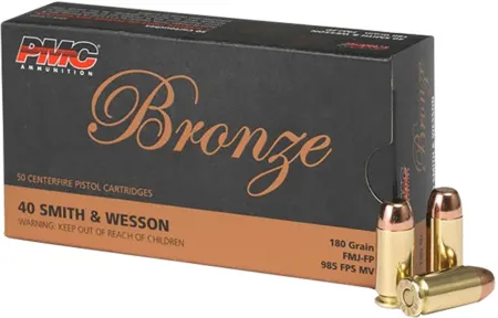 PMC 40E Bronze  40S&W 180gr Full Metal Jacket Flat Point 50 Per Box/20 Case