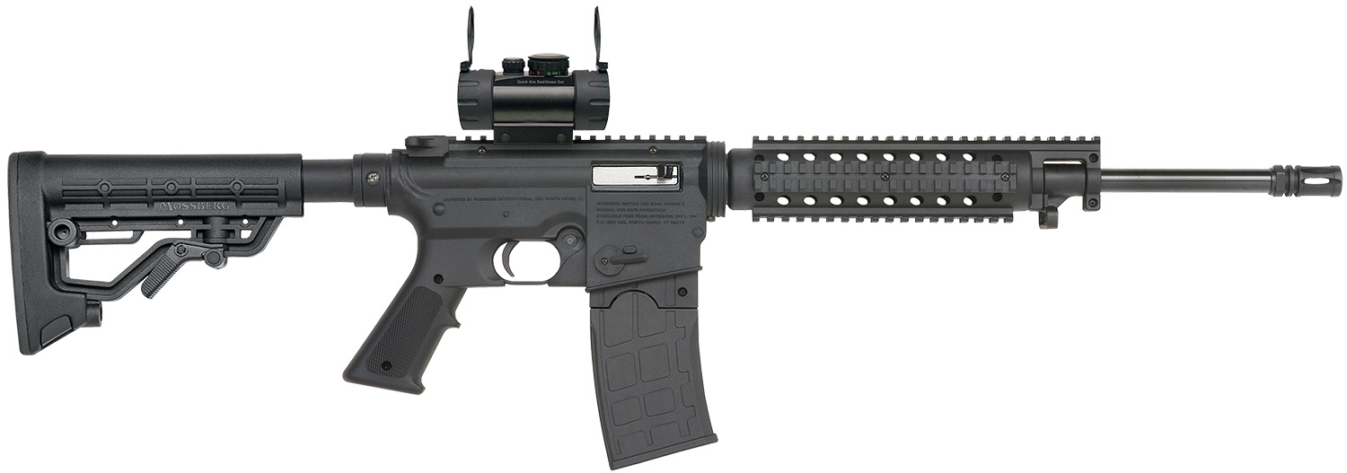Mossberg 37232 715 Tactical Full Size 22 LR 10+1 16.25" Blued Steel Barrel, Black Picatinny Rail Receiver, Black A2 Adjustable Synthetic Stock, Black Polymer Grip, Red Dot 30mm, Right Hand