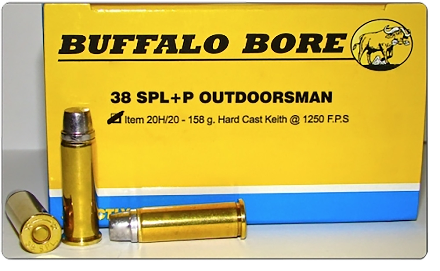 Buffalo Bore Ammunition 20H20 Outdoorsman Strictly Business 38Special +P 158gr Hard Cast 20 Per Box/12 Case