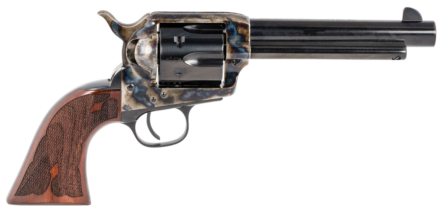 Taylors & Company 555130 Gambler  45 Colt (LC) Caliber with 5.50" Blued Finish Barrel, 6rd Capacity Blued Finish Cylinder, Color Case Hardened Finish Steel Frame & Checkered Walnut Grip