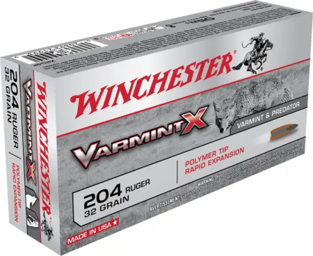 Winchester Ammo X204P Varmint X  204Ruger 32gr Polymer Tip Rapid Expansion 20 Per Box/10 Case