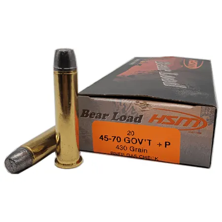 HSM 457012N Bear Load  45-70 Gov 430 gr Round Nose Flat Point 20 Per Box/ 25 Case