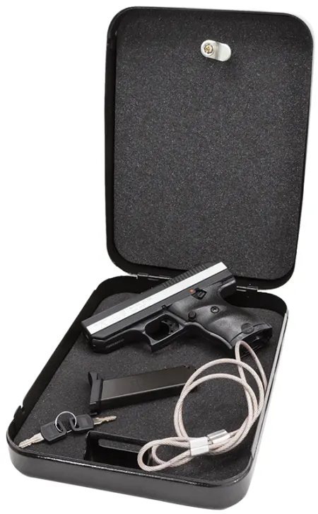 Hi-Point CF380HSP CF Home Security Package 380 ACP 8+1, 3.50" Black Steel Barrel, Black Powder Coated/Chrome Serrated Steel Slide, Black Polymer Frame & Grip, Keyed Lock Box