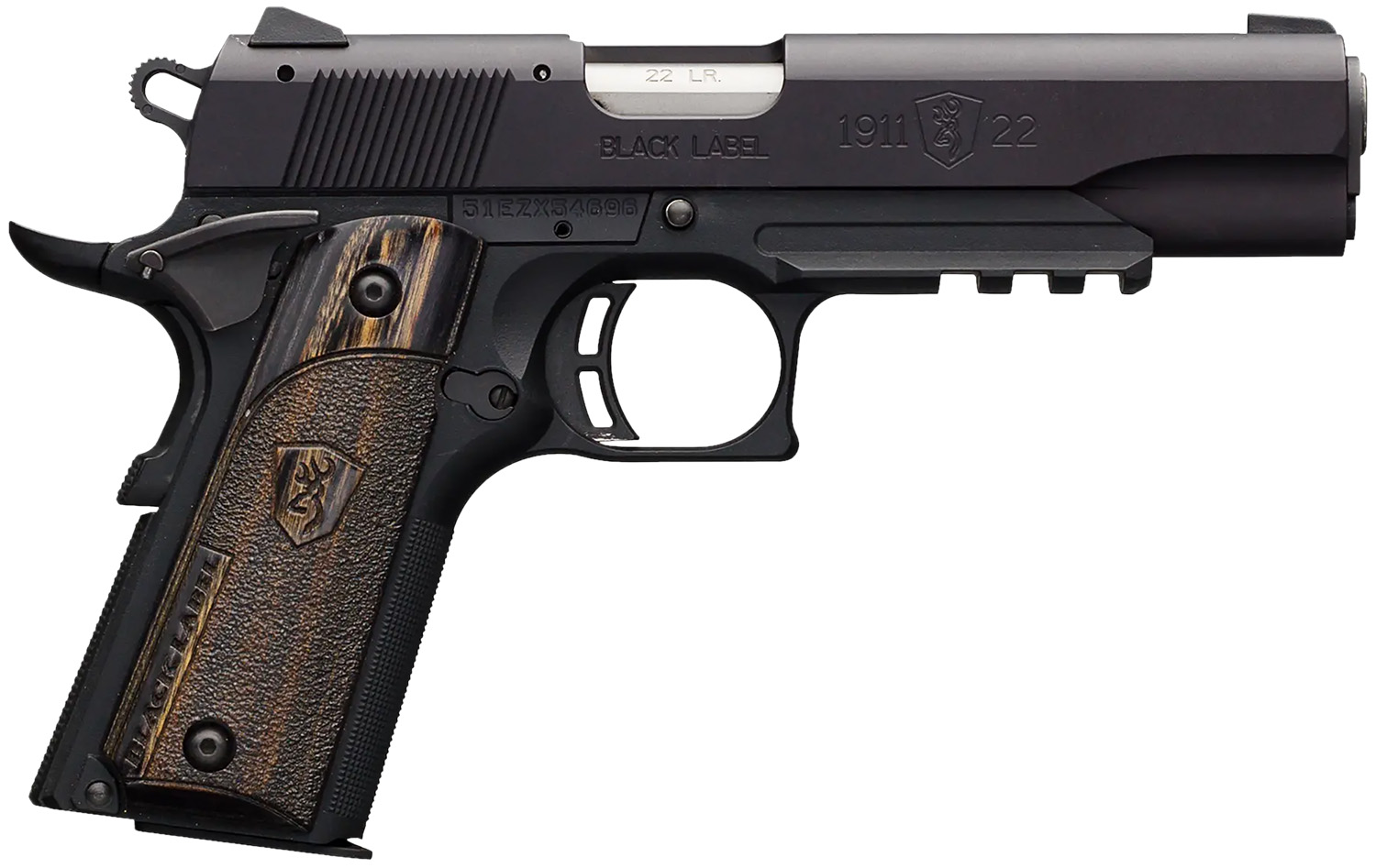 Browning 051816490 1911-22 Black Label Full Size Frame 22 LR 10+1, 4.25" Stainless Steel Barrel, Matte Black Serrated Slide & Polymer Frame w/Beavertail & Picatinny Rail