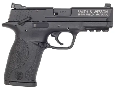 Smith & Wesson 108390 M&P 22  Compact Frame 22 LR 10+1, 3.60" Black Steel Barrel, Black Hard Coat Anodized Serrated Slide, Black Polymer Frame w/Picatinny Rail Frame & Grip, Ambidextrous, Thumb Safety