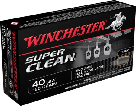 Winchester Ammo W40SWLF Super Clean  40S&W 120gr Lead Free Full Metal Jacket 50 Per Box/10 Case